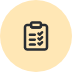 A clipboard icon in a circle